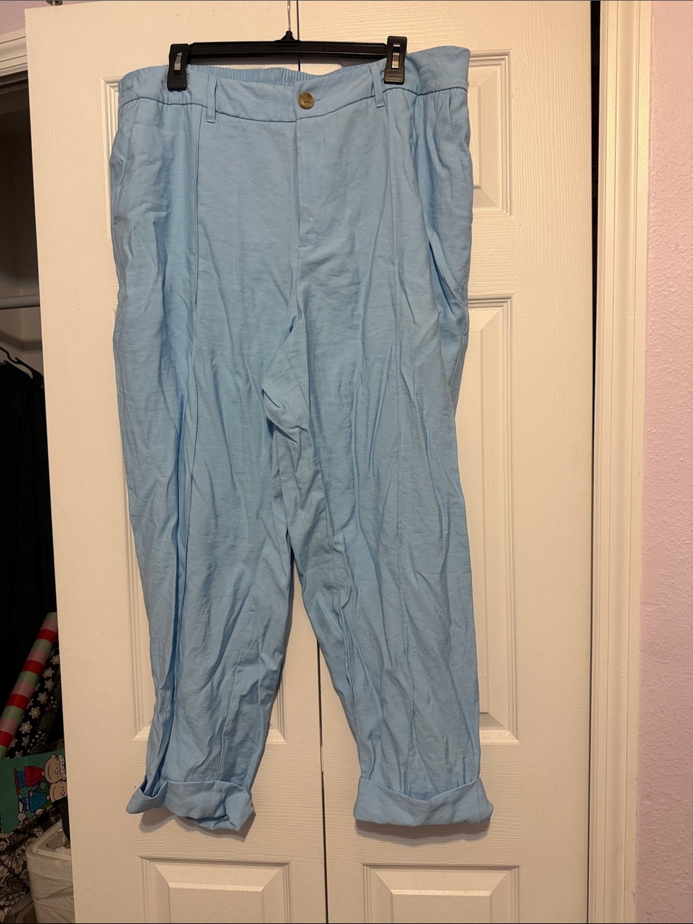 a new day Light Blue Casual Pants with Rolled Hems